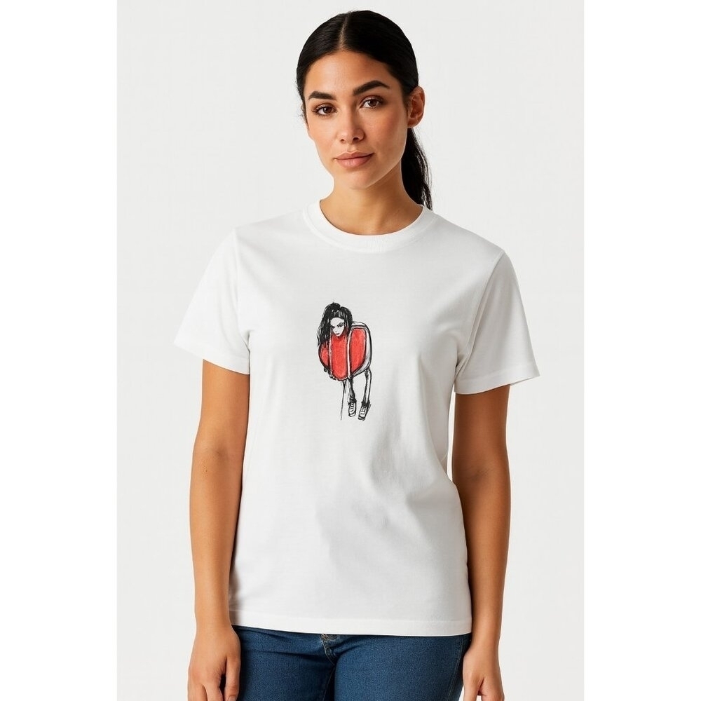 Eri Wakiyama 2019 Graphic T-Shirt Women’s Size S White Cotton Tee Art Print Rare